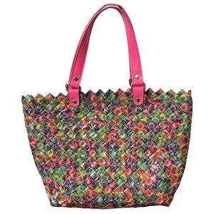 Prezzo bag #3407 Martini woven colorful fun candy wrapper style pink handle rare